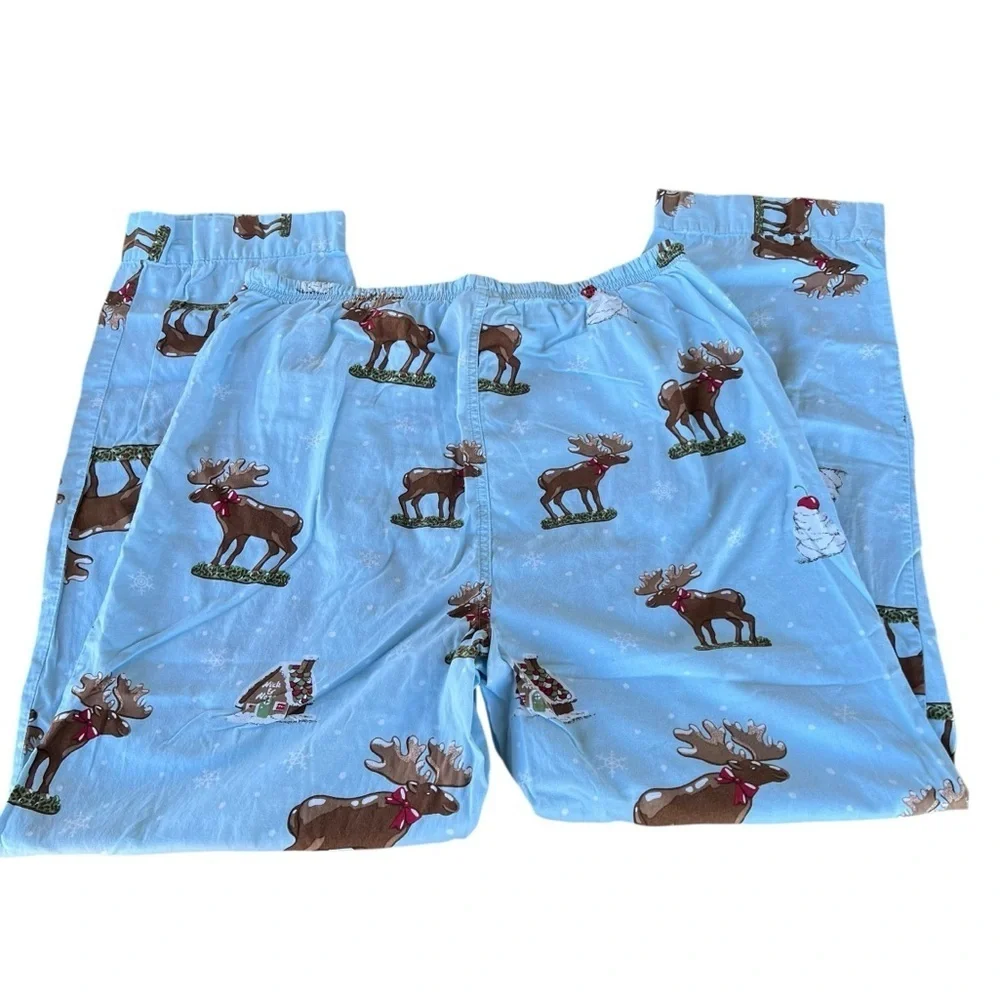 Y2K Nick & Nora Chocolate Moose Whipped Cream Cotton Pajama Set HTF Blue Tag Med